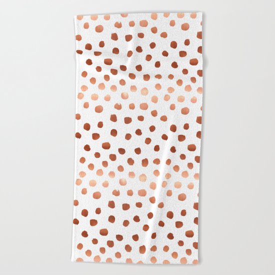 Rose Gold copper sparkle modern dots polka dots rosegold trendy pattern cell phone accessories Beach Towel