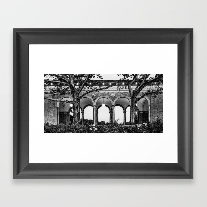 Mt. Echo Park Monochrome Panorama - Cincinnati Ohio Framed Art Print