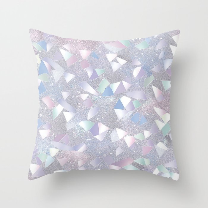 Dive into the Vibe with Pastel Glitter Hologram Throw Pillow