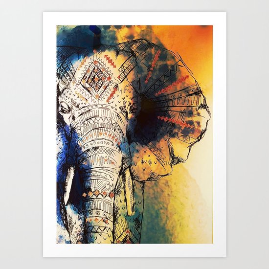 Watercolor Elephant Mandala Art Art Print By Mydream Society6