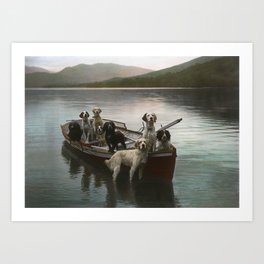 Dogs on a boat II color canine photograph portrait - photographs - photography Art Print