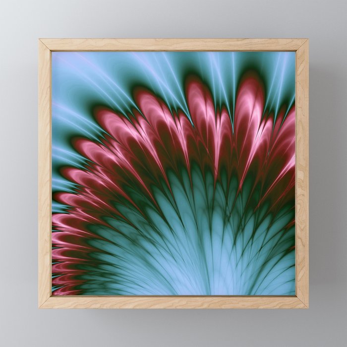 Pink and Aqua Feather Flurry Framed Mini Art Print