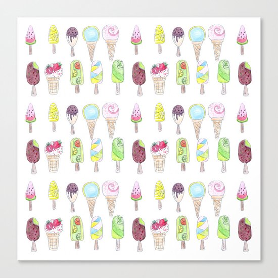 Watercolor. Ice cream . i Canvas Print