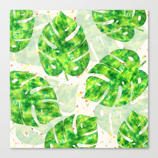 Tropical Monstera Leaves Unique Pattern Canvas Print