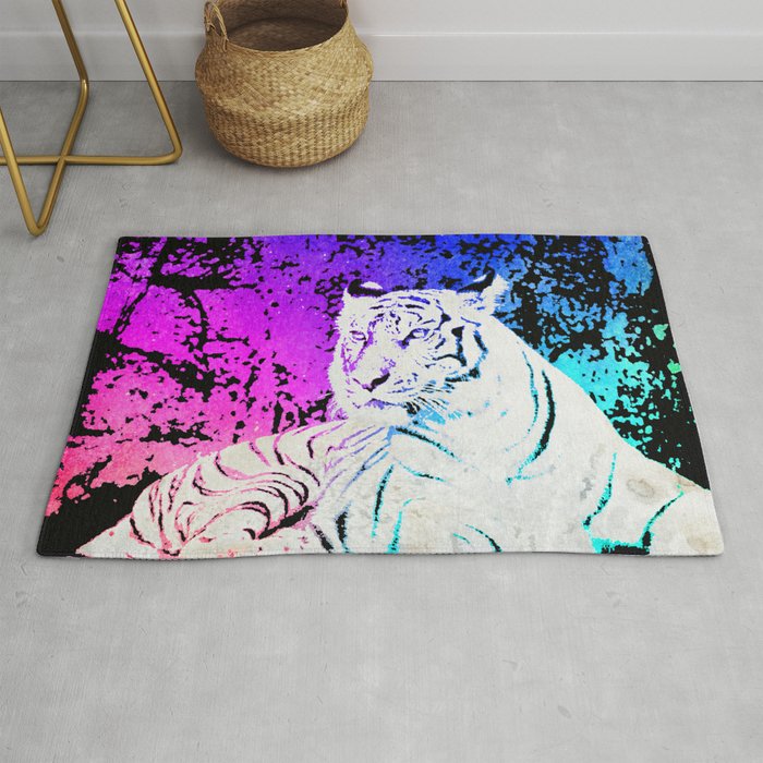 White Tiger Under the Sunset Night Sky Rug