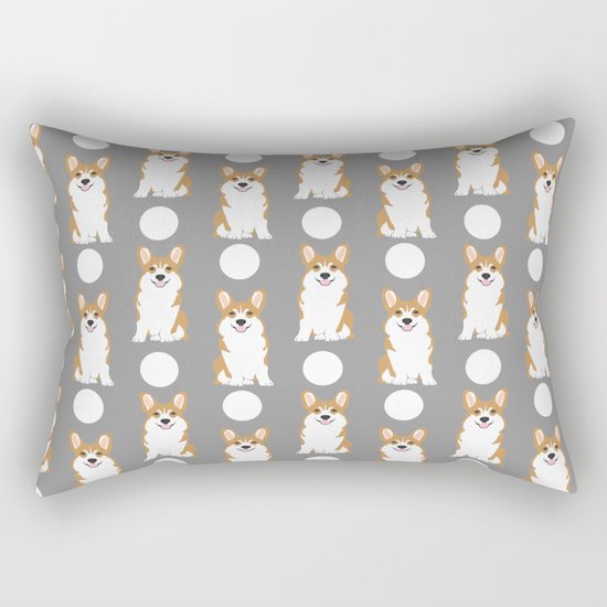 Corgi polka dot pattern grey cute corgi dog for dog people Rectangular Pillow
