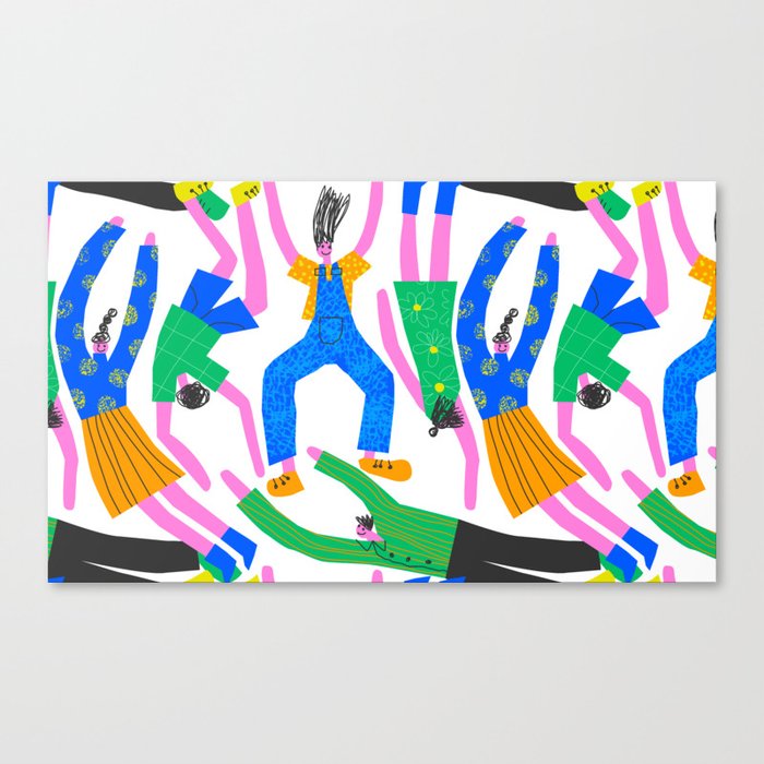 Funny children people group pattern illustration Canvas Print
