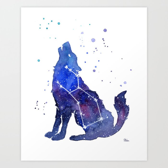 Galaxy Wolf Lupus Constellation Art Print