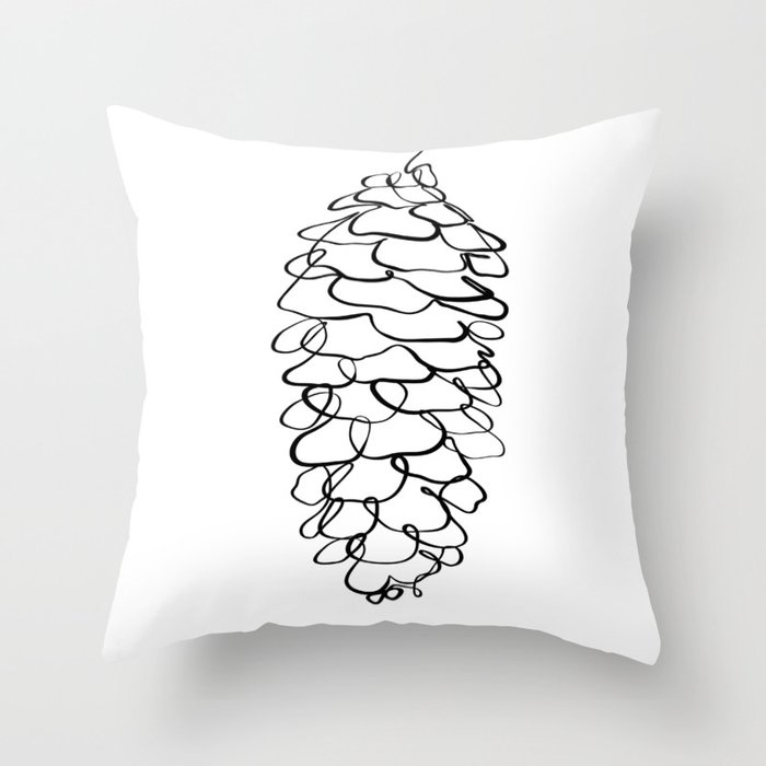 One Line Pine Cone Throw Pillow