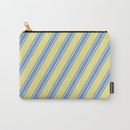 [ Thumbnail: Tan & Cornflower Blue Colored Lines/Stripes Pattern Carry-All Pouch ]