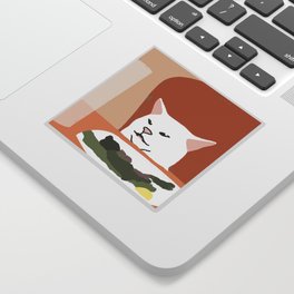 woman yells at cat Sticker