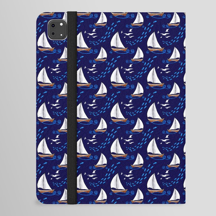 Fish and Ships and Seagulls (night) iPad Folio Case