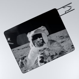 Apollo 12 - Face Of An Astronaut Moon Selfie Picnic Blanket