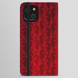 Red Silk Metallic Seahorse Modern Collection iPhone Wallet Case