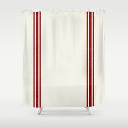 Vintage Country French Grainsack Red Stripes Creme Background Shower Curtain