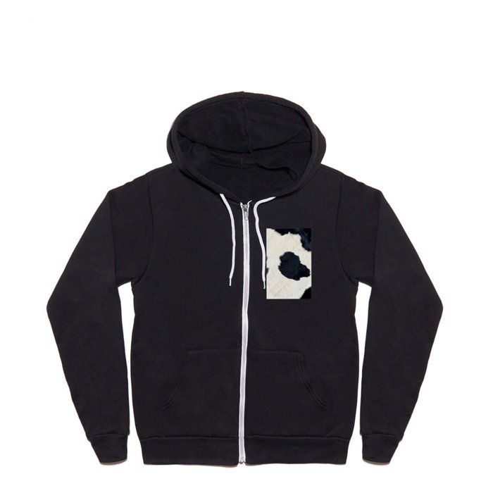 Black and White Cowhide Photography Full Zip Hoodie