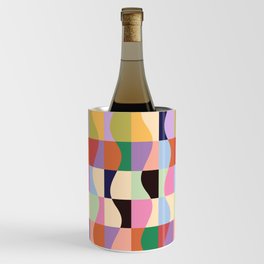Retro Colorful Wavy Checkerboard Wine Chiller