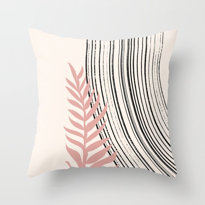 Pink Botanical Abstract Throw Pillow