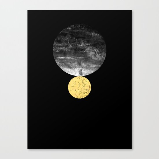 Orson - minimal black and gold modern marble abstract painting dark skywatching galaxy planets space Canvas Print