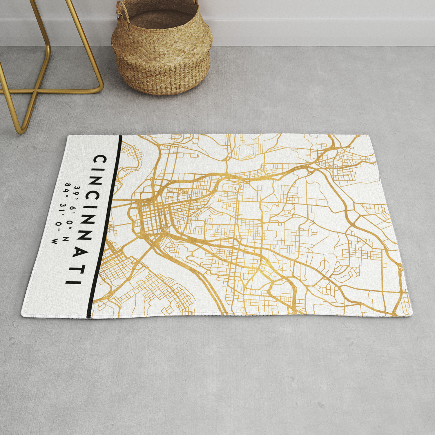 Cincinnati Ohio City Street Map Art Rug By Deificusart Society6