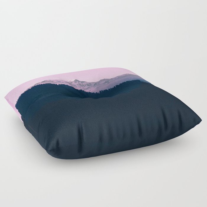 Pink Sunset Rolling Hill Silhouette Landscape Photo Floor Pillow