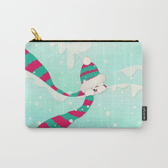 Christmas Peekaboo Snowman I - Mint Blue Snowy Background Carry-All Pouch