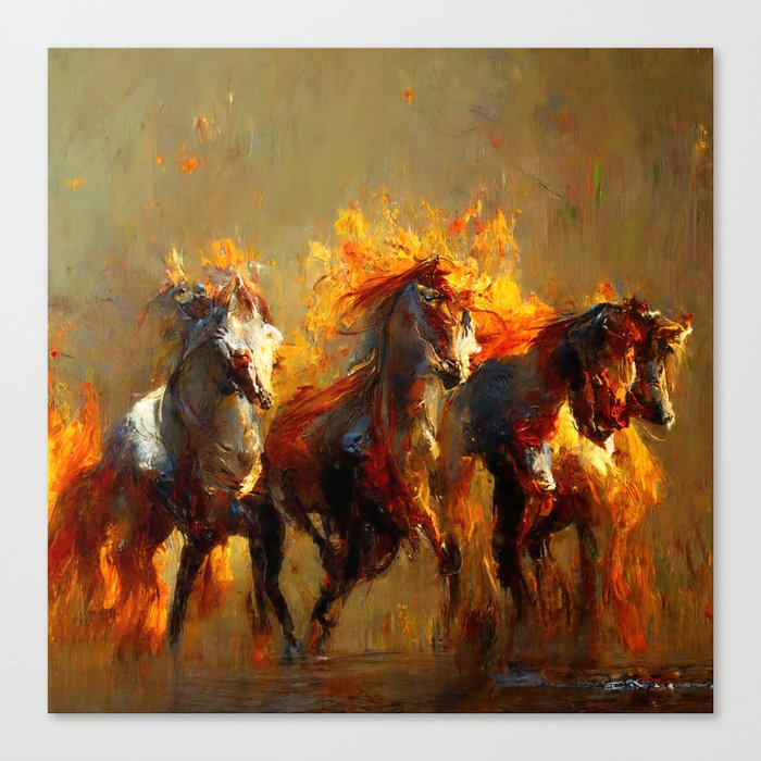 Flaming Horses Canvas Print