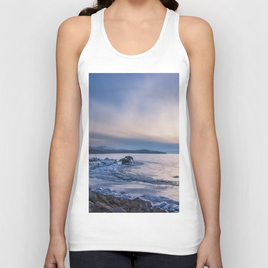 Abandoned ship at frozen wharf Unisex Tank Top