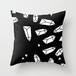 White Crystals on Black/Transparent Throw Pillow