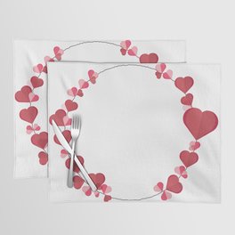 Wreath with Red and Pink Heart. paper Hearts .Valentine day, mother day, father day Placemat