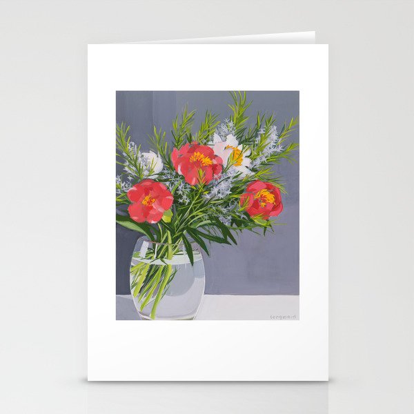 Coral Peonies Stationery Cards