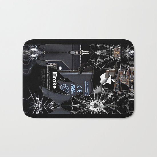 Broken, rupture, damaged, cracked black apple iPhone 4 5 5s 5c, ipad, pillow case and tshirt Bath Mat