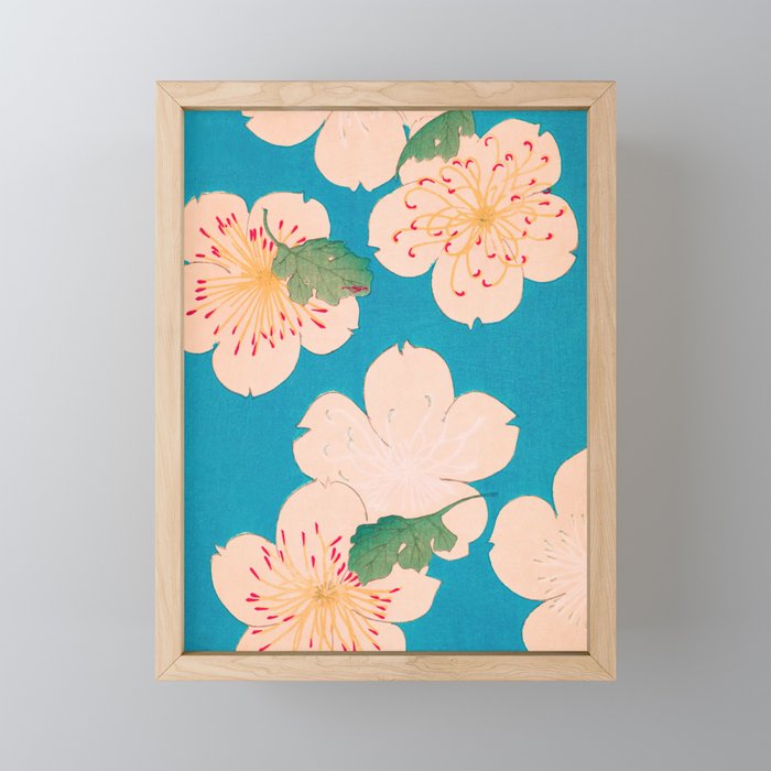 Cherry Blossoms Vintage Japanese Floral Print Framed Mini Art Print