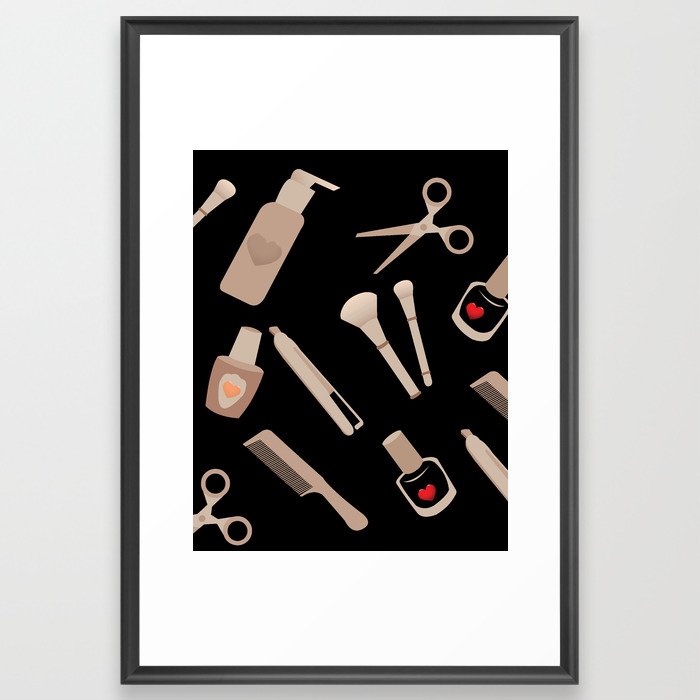 Beauty Accessories with Love Hearts Framed Art Print