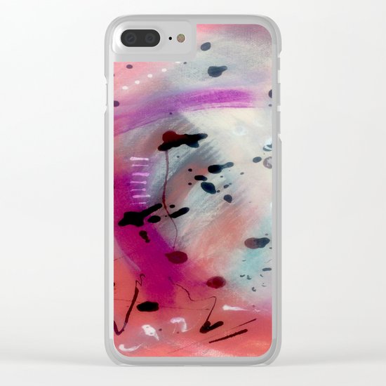 Alex - a bright acrylic and ink abstract pattern in pinks, blues, and purple Clear iPhone Case