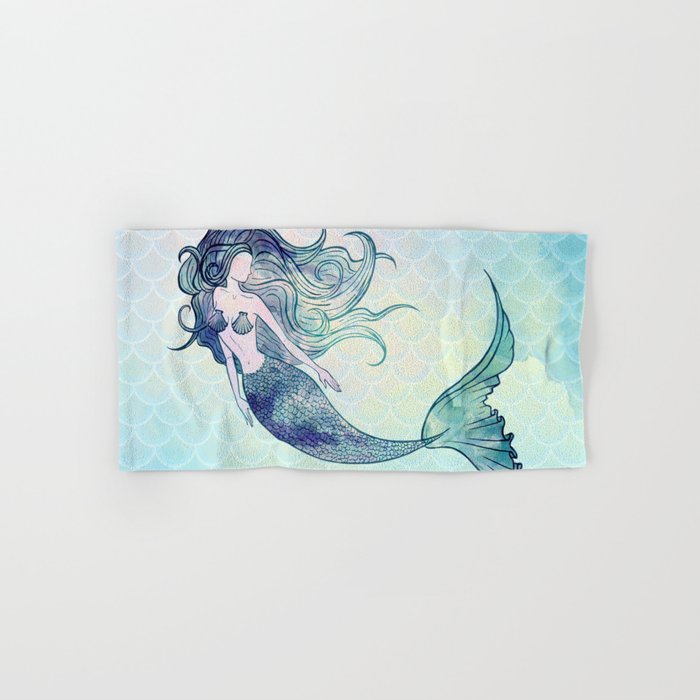 Watercolor Mermaid Hand & Bath Towel