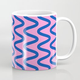 Squiggly Lines in Bright Pink and Blue Coffee Mug