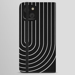Minimal Line Curvature II Black and White Mid Century Modern Arch Abstract iPhone Wallet Case