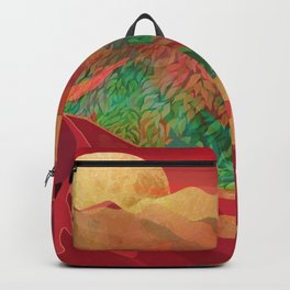 "Tropical golden sunset over fantasy pink forest" Backpack