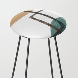 Contemporary Abstract in Green, Sand and Black - 1 Counter Stool