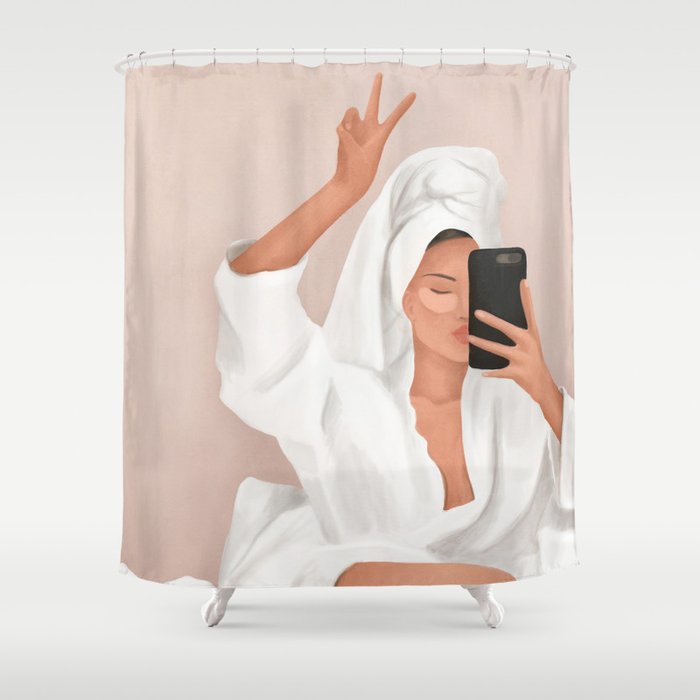 Morning Selfie Shower Curtain