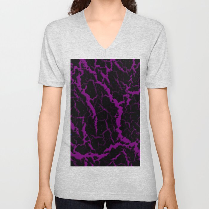 Cracked Space Lava - Purple V Neck T Shirt