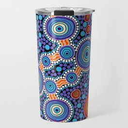 Authentic Aboriginal Art - The Journey Blue Travel Mug