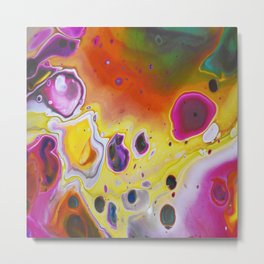 Colorful acrylic marble flowing colors Metal Print