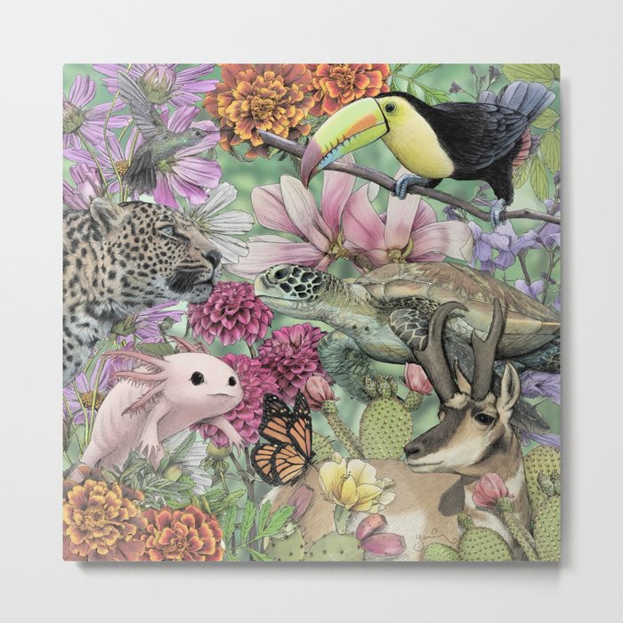 Flora and Fauna of Mexico Metal Print