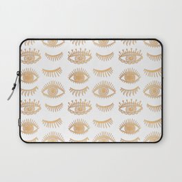 Evil Eyes White and Gold Laptop Sleeve