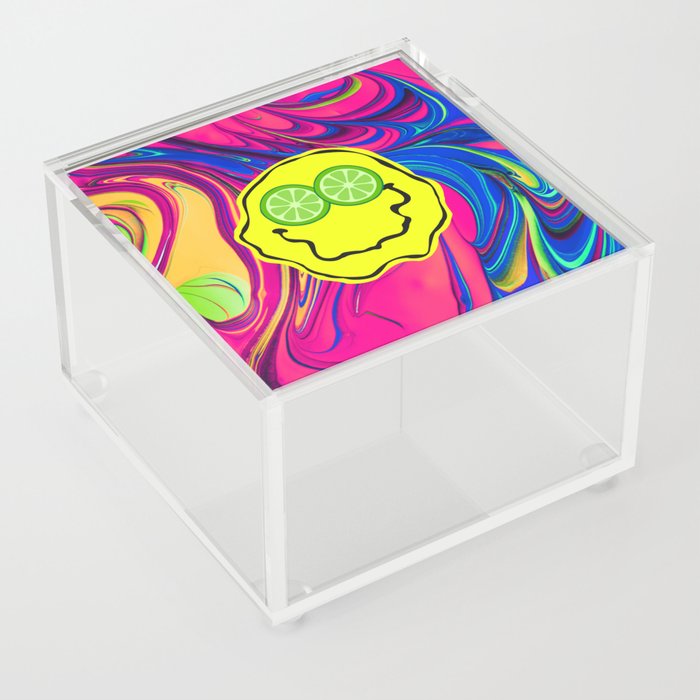 Psychedelic Lime Eyes Smiley Acrylic Box