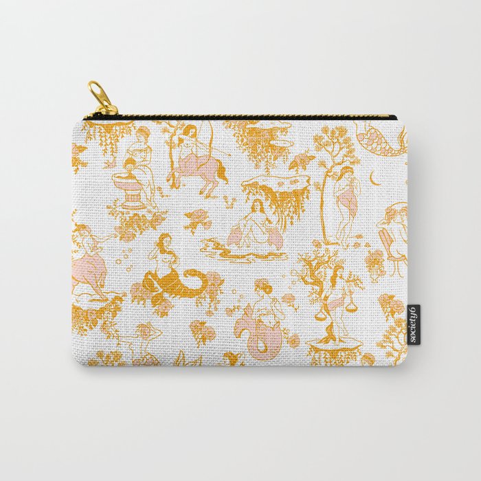Gold Zodiac Toile Pattern Carry-All Pouch
