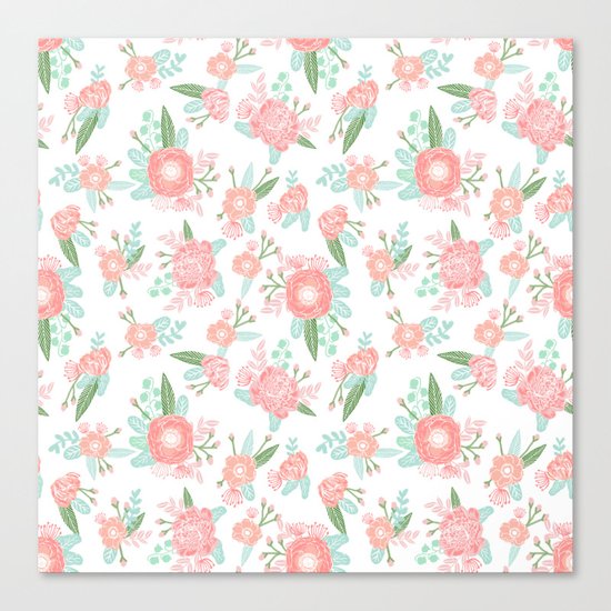 Florals floral pattern minimal basic trendy bouquet spring summer nursery decor Canvas Print