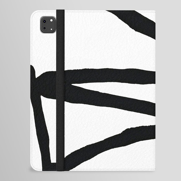 Brushstroke 7: A minimal black and white abstract mudcloth print by Alyssa Hamilton Art iPad Folio Case